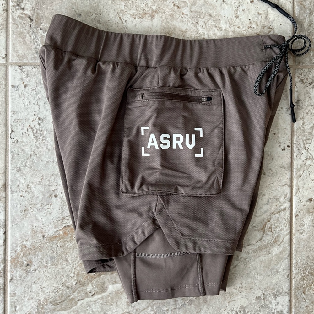 ASRV Technical Sportswear Tetra-Lite 5” Liner Cargo Gym Shorts, Taupe Brown, M - Picture 5 of 11